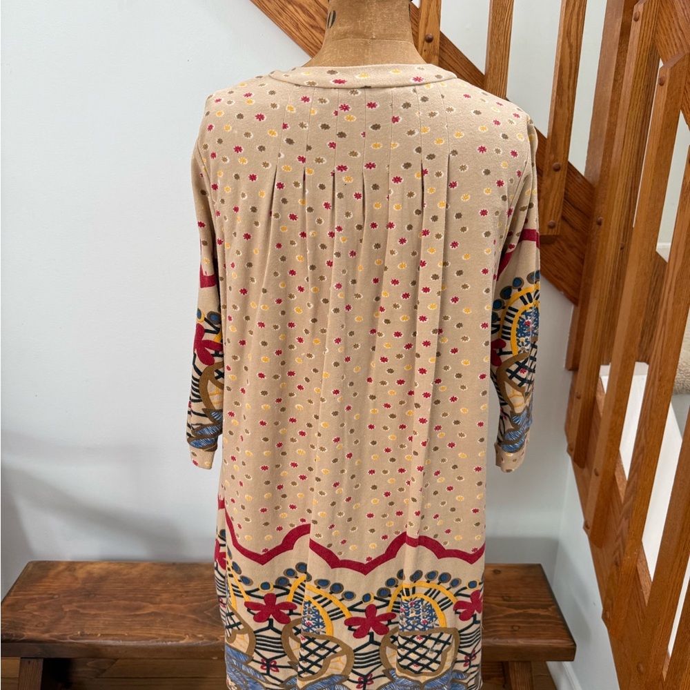 Patterned Beige Mini Dress - Picture 2 of 6